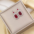 Tz-8235 silver red earrings