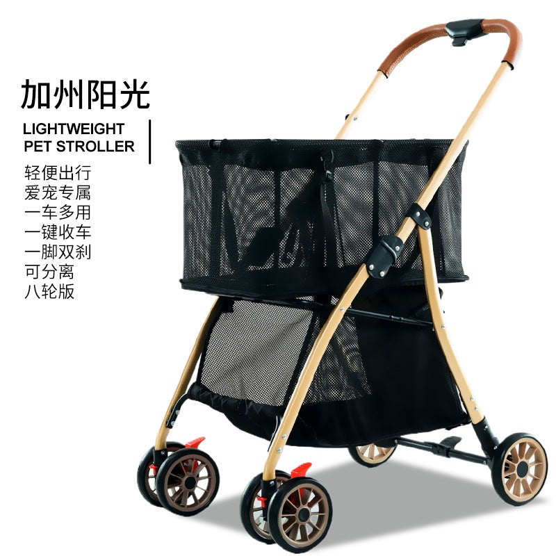 Multifunctional pet shopping cart - lightweight, one-click foldable stroller for small to medium cats and dogs
