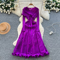 European and american niche fashion socialite tie-waist ruffle pleated dress - women's high-end slimming elegant maxi dress