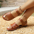 New plus size one-strap flat sandals women's foreign trade velcro roman style beach sandals slippers wholesale