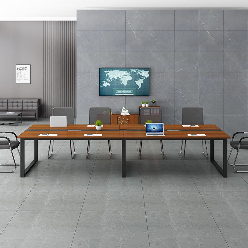 Conference table - modern minimalist long table for meeting rooms, reception, and negotiations - simple workstation desk and chair set