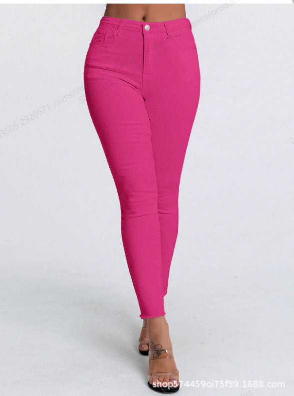 Amazon tiktok pinduoduo foreign trade cross-border fashion raw edge design white jeans for women easiest for match and slimming look
