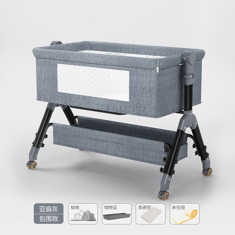 Baby crib convertible bed mobile foldable multifunctional cradle newborn bedside bed cross-border hot-selling baby bed