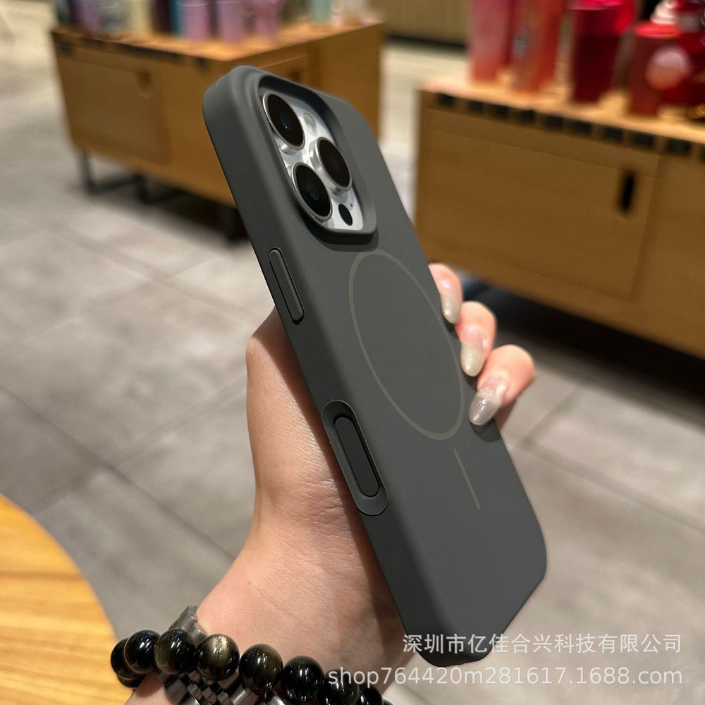 Suitable for apple 17 all-inclusive anti-fall ai button mobile phone case liquid silicone thin ring magnetic suction iphone16 large hole 14