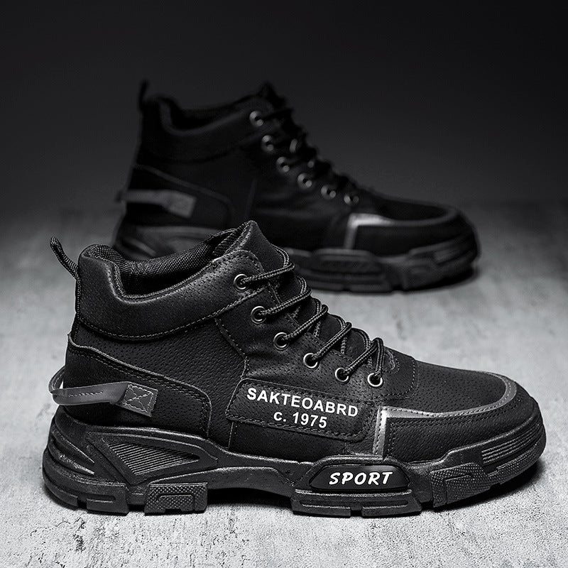 Boots men's high top 2025 new fleece-lined snow boots heattech men's shoes workwear cotton shoes winter boots wholesale
