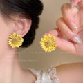 Bohemian yellow sunflower earrings for women - 2026 new trendy stud earrings, perfect for beach vacations and photoshoots