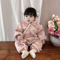 Baby rompers: fleece-lined, extra thick winter outfits for baby boys and girls - perfect for newborns, full month celebrations, 100-day milestones, and first birthday chinese style dresses