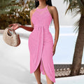 new spring/summer cross-border fashion: european and american style hip-hop streetwear halter sleeveless asymmetrical dress