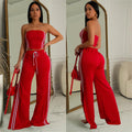 C7056 european and american style summer women's outfit: sexy bandeau top with flowy straight-leg pants - trendy export fashion