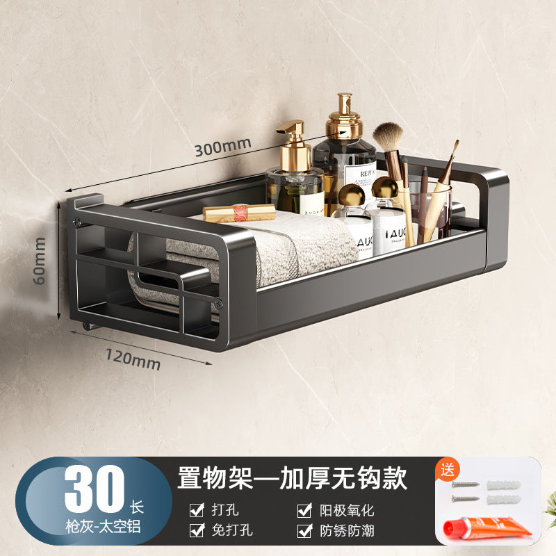 Wholesale Factory Direct Sales Thickened Profile Toilet Shelf Space Aluminum Bathroom Cosmetics Storage Rack No Punching