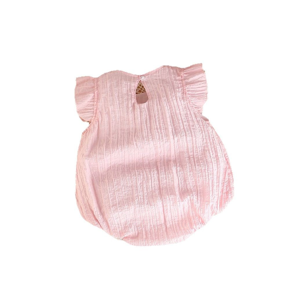 Infant and toddler thin summer style flying sleeve bag butt baby girl romper hoodie newborn cartoon style one-piece hoodie
