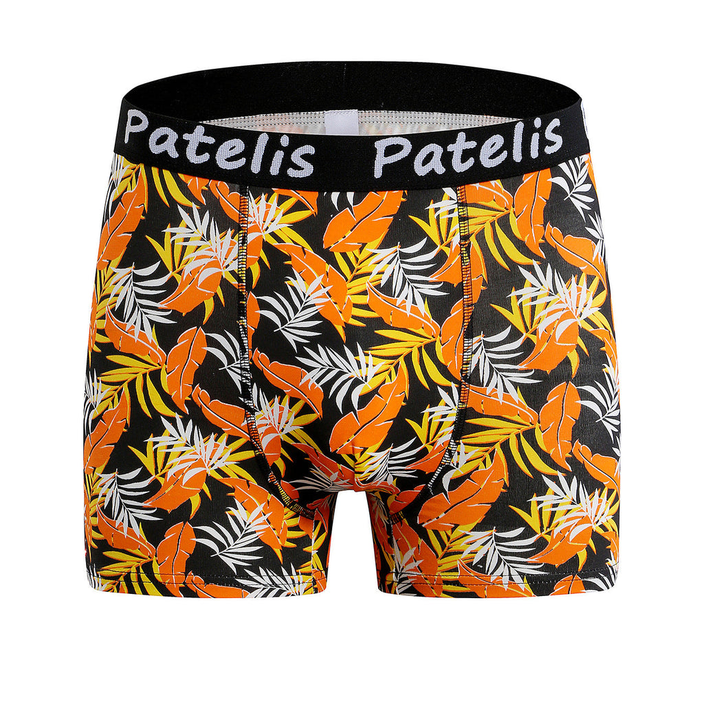 Boys' underwear fashionable sports cotton shorts high waist trendy underwear personalized pattern leaf model