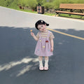 Girls' overalls dress set - summer  new collection: kids' fashion striped short-sleeve summer style, sweet baby two-piece look