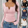 2025 european and american cross-border amazon new autumn/winter lace button v-neck fashion slim-fit long sleeve women's top