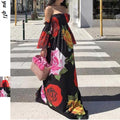 summer european and american sexy bandeau print maxi dress - export quality for , , and  - cross-border women's apparel