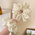 French polka dot large intestine hair tie for women, ball head tie, high elasticity, no damage to hair, rubber band elegant hair rope headwear