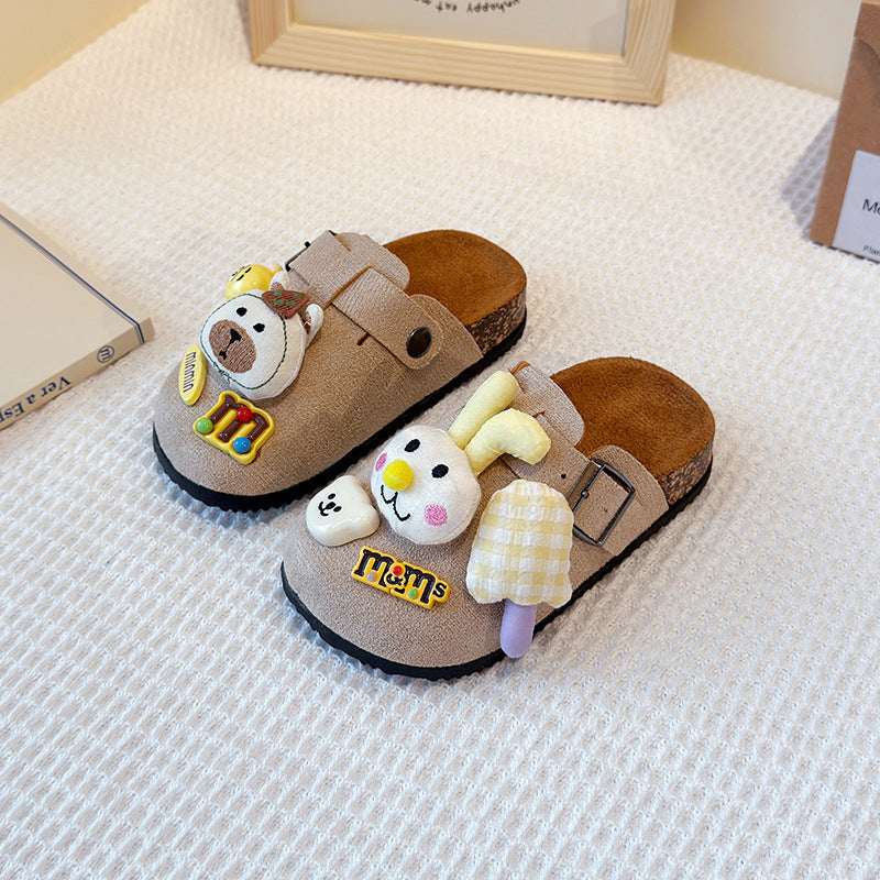 Kids birkenstock shoes women's retroeasiest for matchcute spring autumoutwear cartoon heattech half-slotted forest style birkenstock cotton slippers
