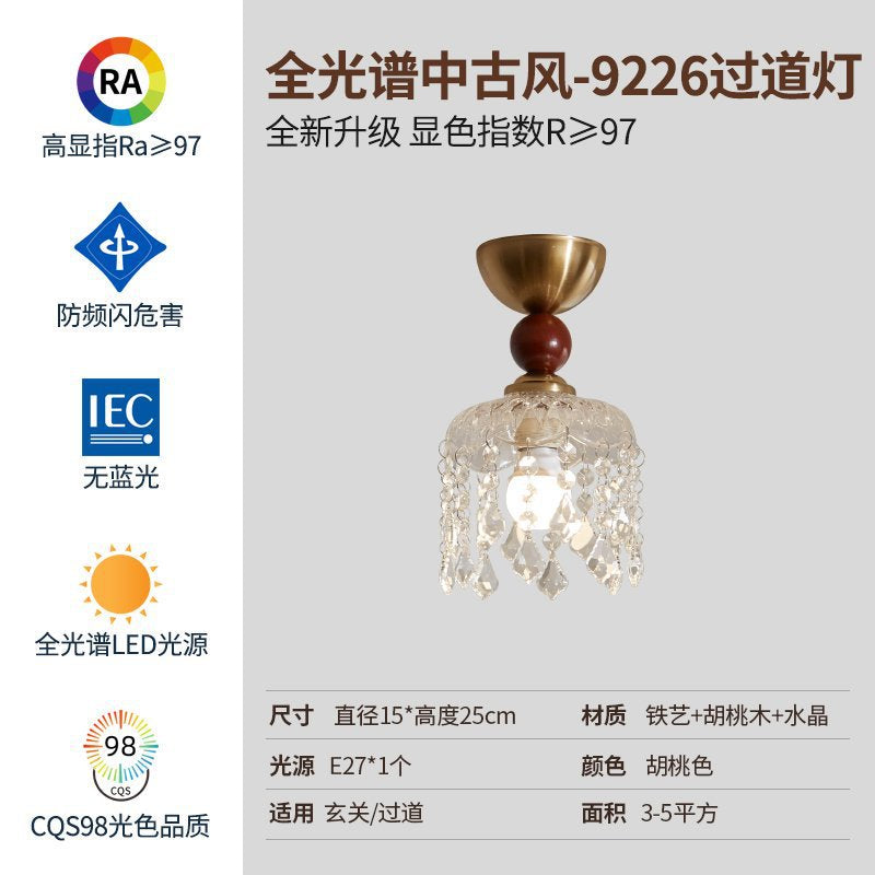 Aisle ceiling light All copper glass French retro entrance entrance Personality warm Internet celebrity cloakroom balcony lighting