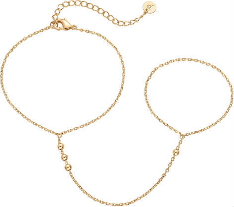 fashion ins style finger chain small disc ring chain stainless steel bracelet stylish trendy jewelry wholesale for women