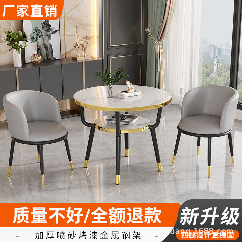Casual negotiation balcony casual table and chair reception office coffee shop sales office rest area double-layer for home small round table