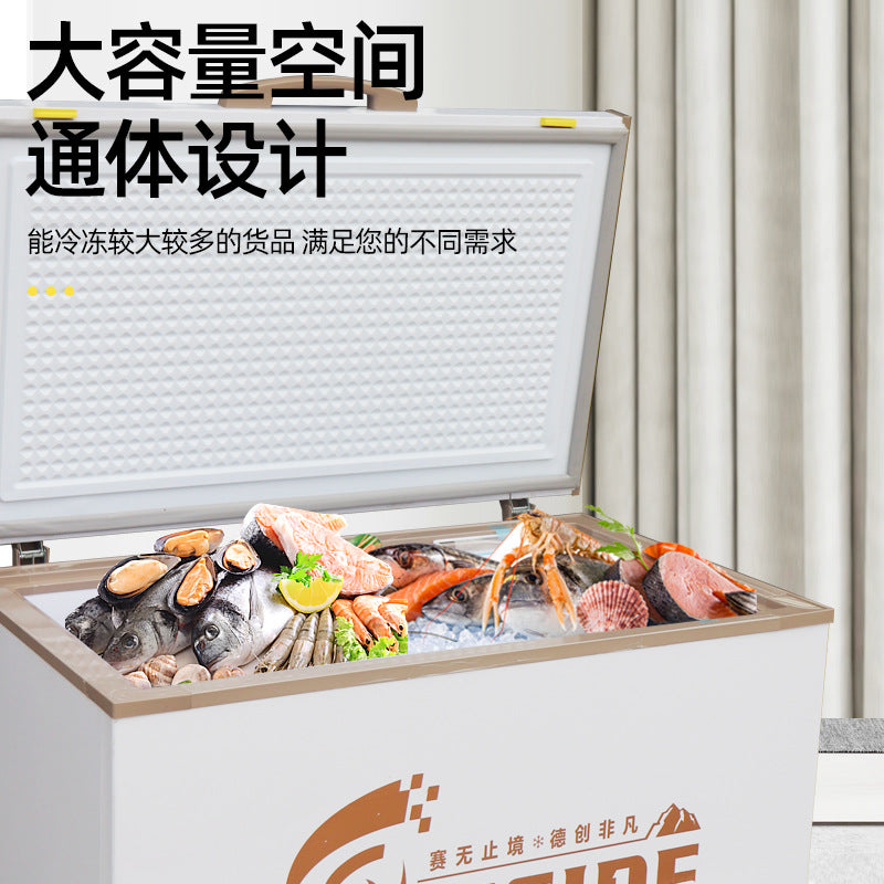 Freezer - commercial & home use, large capacity, single/double temperature, horizontal refrigerator/freezer, ice cream display case, horizontal refrigerator