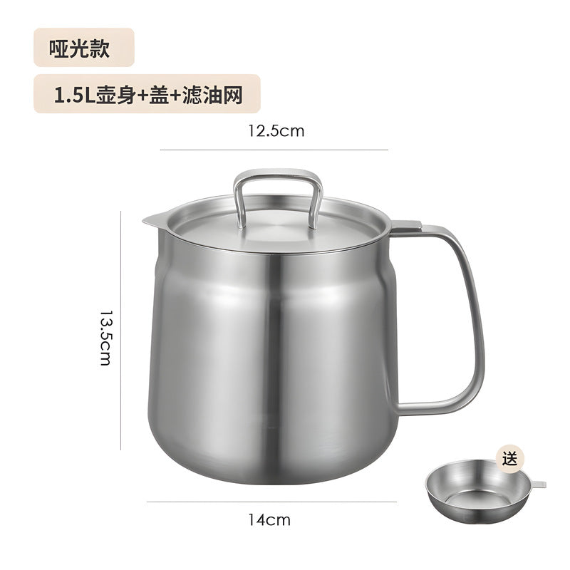Multifunctional 304 stainless steel deep fryer with strainer, kitchen home use grease separator, lard container, large capacity oil storage pot
