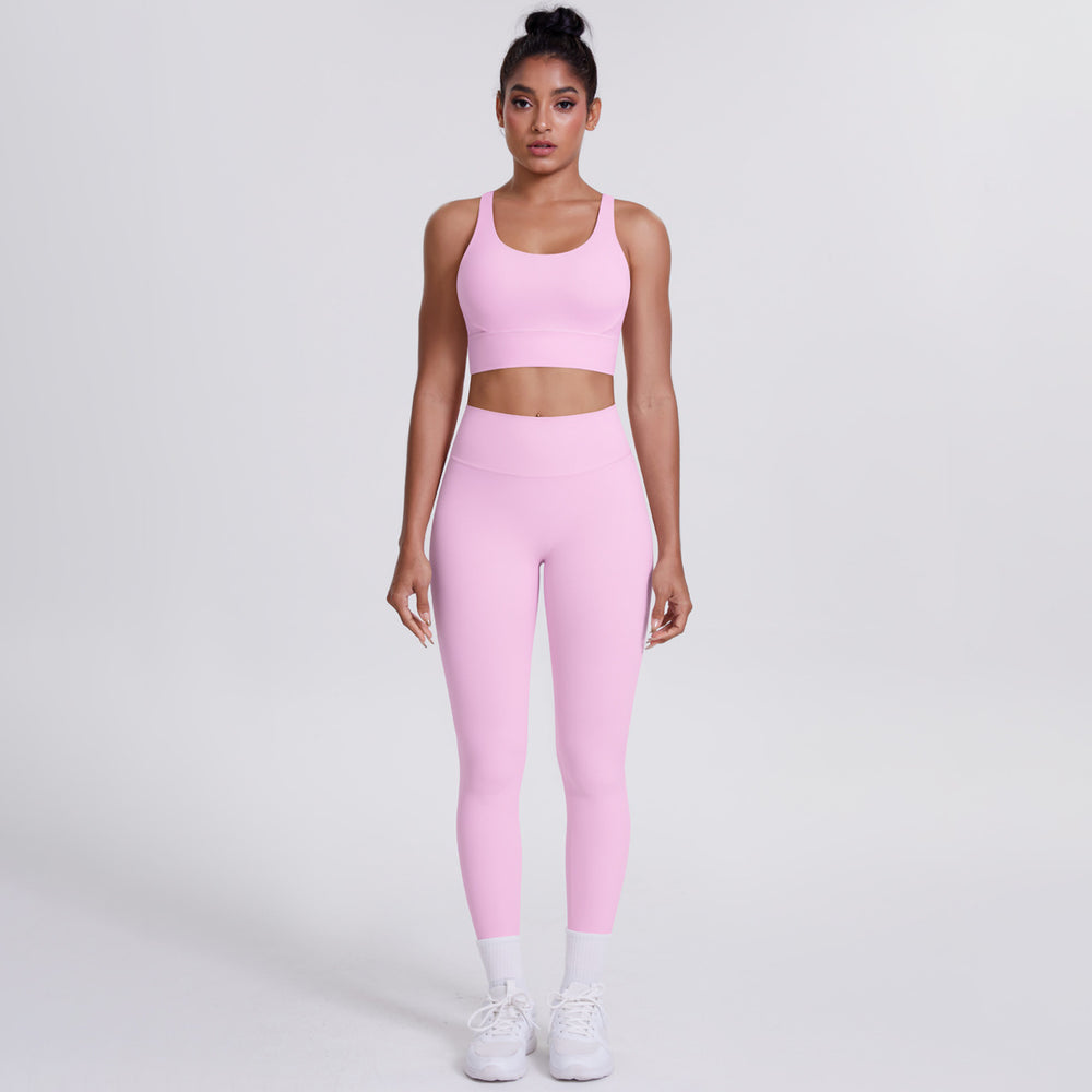 new brushed tight yoga wear cross-back sports bra suit cloud-like quick-drying running fitness wear