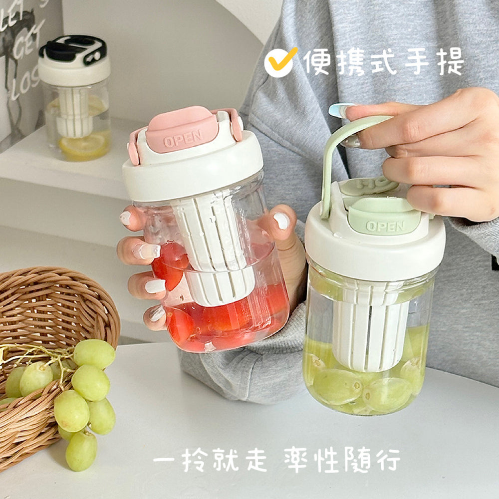 High-style plastic water bottle with handle, portable sports water bottle, sippy cup, dual-drink cup