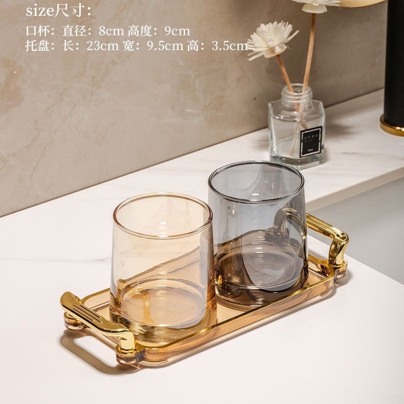 Glass mouthwash cup minimalist toothbrush cup couple's home toothbrushing cup set hotel guest room wash cup toothbrush cup