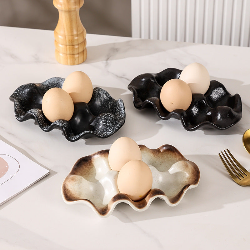 Retrofor home ceramic egg storage tray refrigerator freezer stylish high value egg tray storage tray fresh-keeping tray