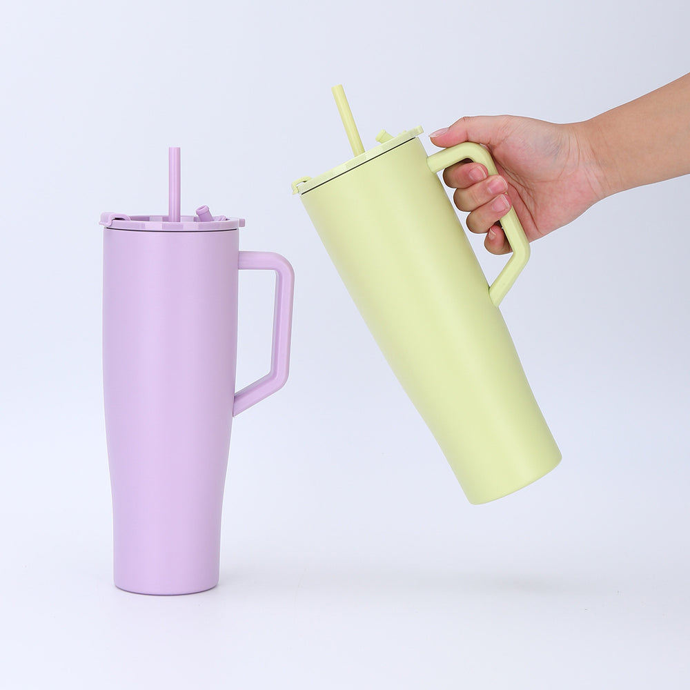 Amazon 40oz large capacity handle ice cup 304 stainless steel vacuum insulated cup outdoor car cup