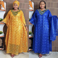 European and american export african women's embroidered lace loose batwing sleeve dress robe three-piece set with vest and headscarf