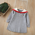 Girls' knit sweater dress - new autumn  collection: navy collar, longline style, preppy look