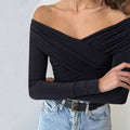 cross-border women's sexy mature style t-shirt - spring/summer off-the-shoulder bardot top, chic and elegant cropped tee