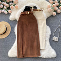 Hong kong style retro slit skirt winter with sweater medium longk-styleeleganthigh waistslimming look hip-covering a-line skirt