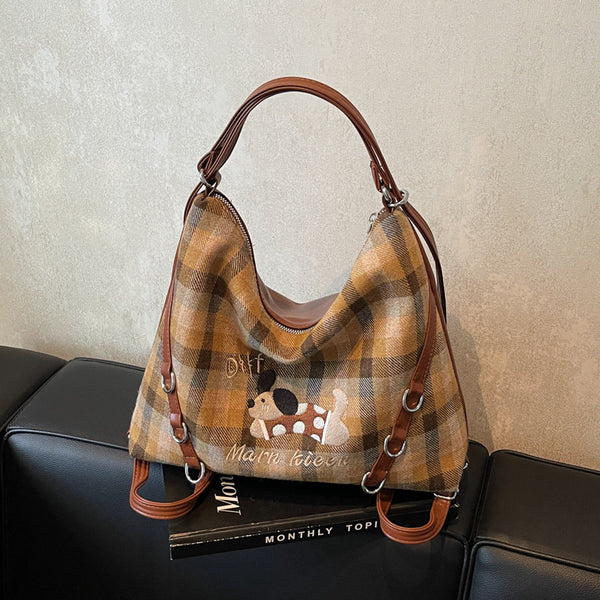 Casual embroidery bag women's 2025 new backpack travel lightweight shoulder tote bag large capacity messenger bag