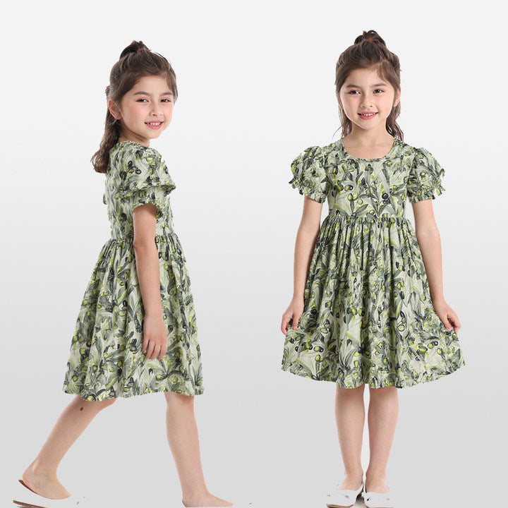 Summer floral girl's princess dress beach dress new cotton girl's skirt children's clothing a-line dress girl's dress