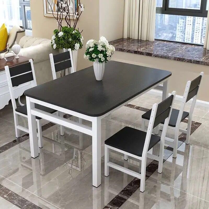 Fast food restaurant rectangular table and chair set, modern minimalist dining table, 4-6 person snack shop breakfast restaurant table