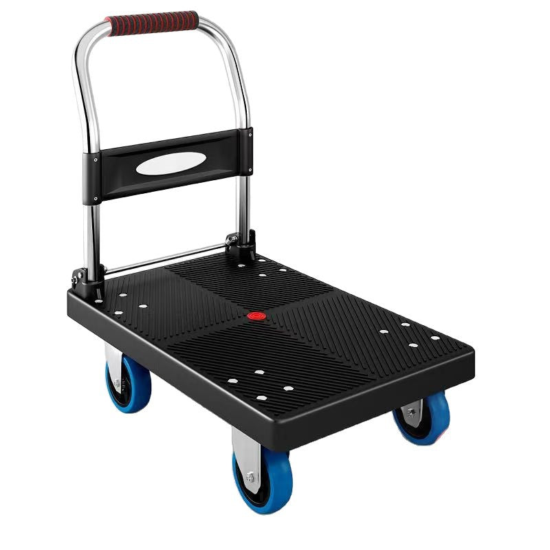 Trolley silent trolley folding hand trolley for home portable four-wheel transporter trailer trailer flatbed truck