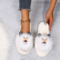 Little rabbit rhinestone furry cotton slippers for women outwear popularins trendy rhinestone korean style cartoon furry shoes thick sole slippers