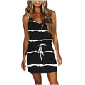 European and american  independent station  v collar suspender drawstring flap pocket pants sleeveless dress