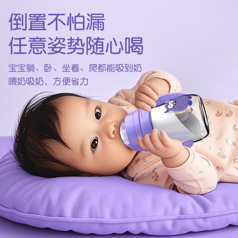 English boxed pacifier 210/240/300ml Monster series with handle PP bottle with straw