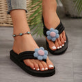 Trendy fashion flip-flops for women, spring/summer 2024, floral comfort beach sandals, thick sole slides, flat, plus size