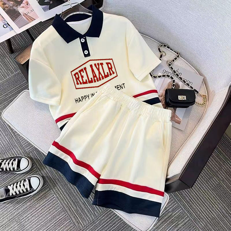 Girls' and boys' short-sleeve outfit set - summer  new collection: stylish and trendy kids' polo shirt and shorts two-piece set