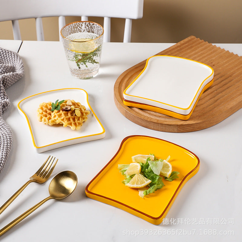 Toast breakfast plate creative ceramic bread plate household western food plate breakfast plate cheesecake plate wholesale