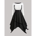 French ruffle trim heavy velvet mini dress - women's autumn/winter  retro style with gold buckle detail, slimming and figure-flattering