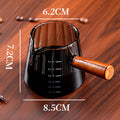 Glass wooden handle small milk cup coffee measuring cup extraction cup mini coffee milk cup milk cup ounce cup mini milk can