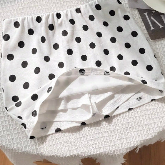 European and american y2k retro polka dot mini skirt with built-in shorts - high waist, slim fit, sexy skort