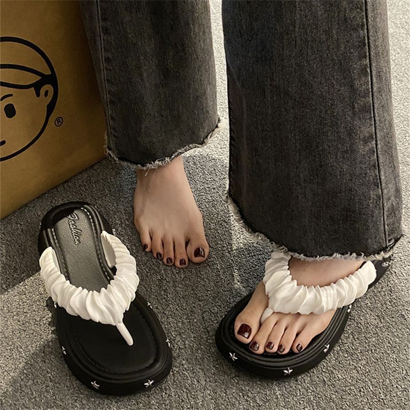 Y2 star flip-flops women's outerwear summer thick sole non-slip heightened flip-flops women's 2024new arrivaleasiest for matchfashion slippers
