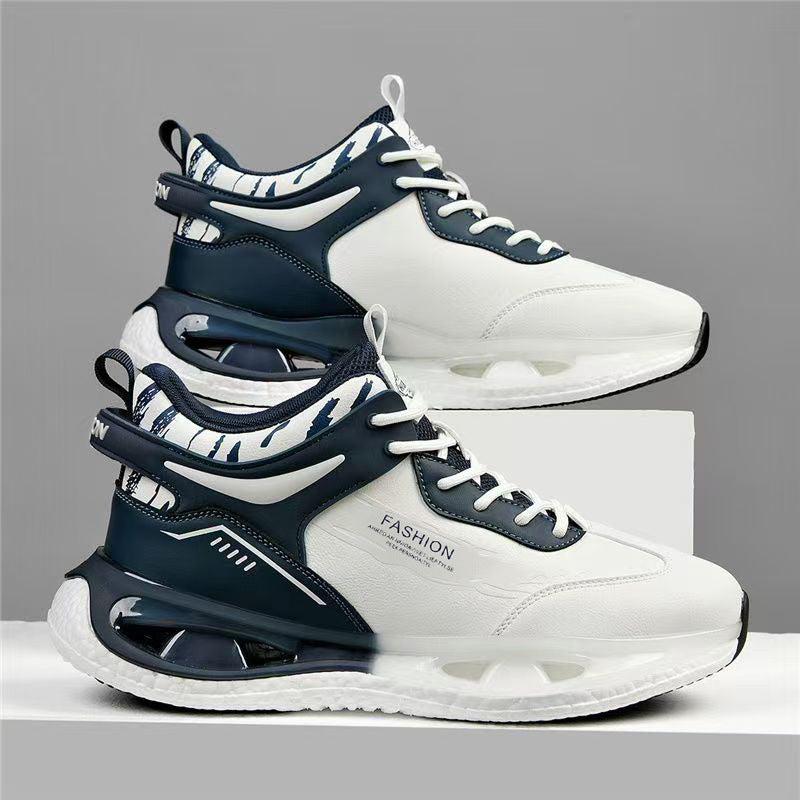 Men's 2026 spring new arrival: air cushion shock absorption, soft sole, height increasing, thickened high-top platform sneakers - trendy basketball shoes for men